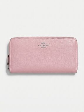 Coach Accordian Pink Pebbled Zip-Around Wallet